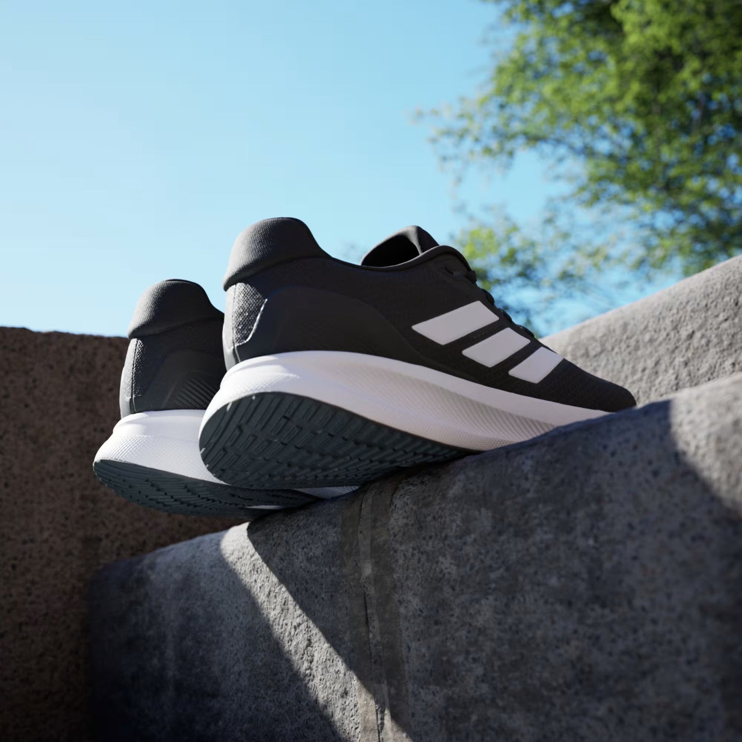 Men's Wide Fit Adidas Runfalcon 5 Walking/Running Trainers - Black/White