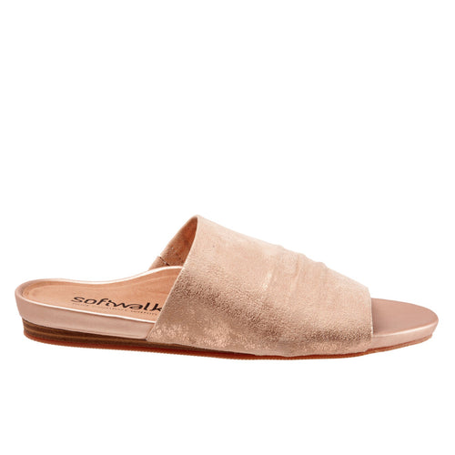 Softwalk Camano S2205-789 Womens Gold Leather Slip On Slides Sandals Shoes