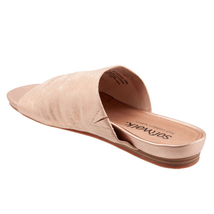 Softwalk Camano S2205-789 Womens Gold Leather Slip On Slides Sandals Shoes