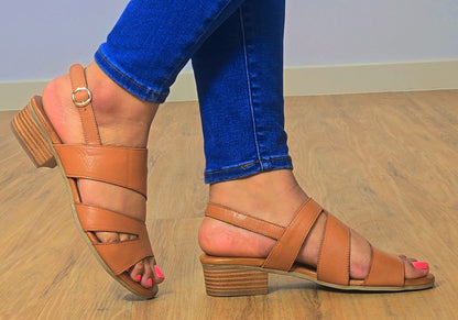 Orizonte Solectra Womens Comfortable European Leather Low Heel Sandals