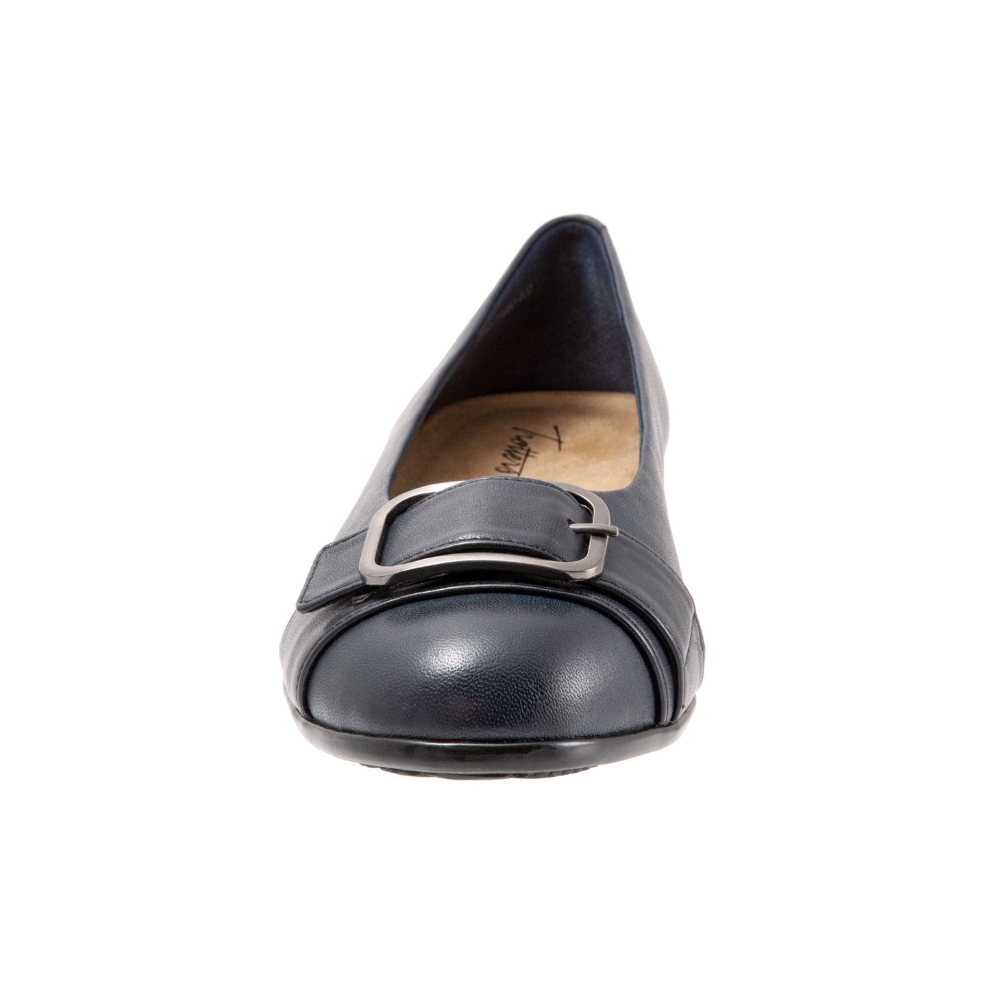Trotters Aubrey T1850-400 Womens Blue Narrow Leather Ballet Flats Shoes