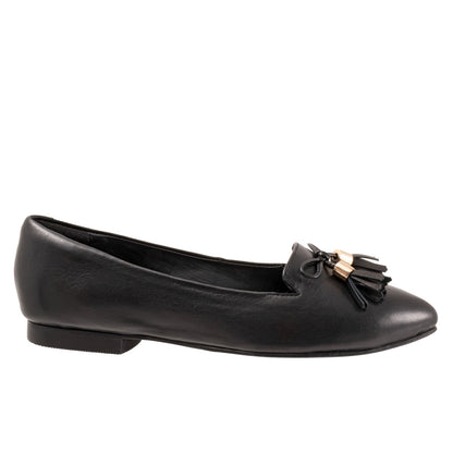 Trotters Hope T2162-001 Womens Black Leather Slip On Loafer Flats Shoes