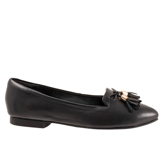 Trotters Hope T2162-001 Womens Black Leather Slip On Loafer Flats Shoes