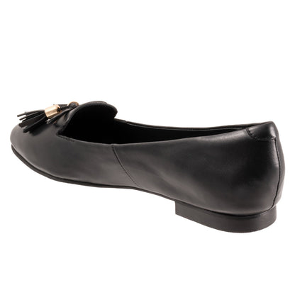 Trotters Hope T2162-001 Womens Black Leather Slip On Loafer Flats Shoes