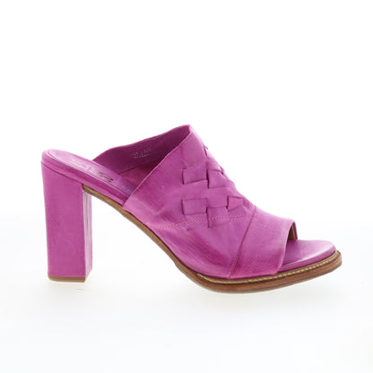 A.S. 98 Benjy Womens Purple Leather Slip On Heeled Sandals Shoes