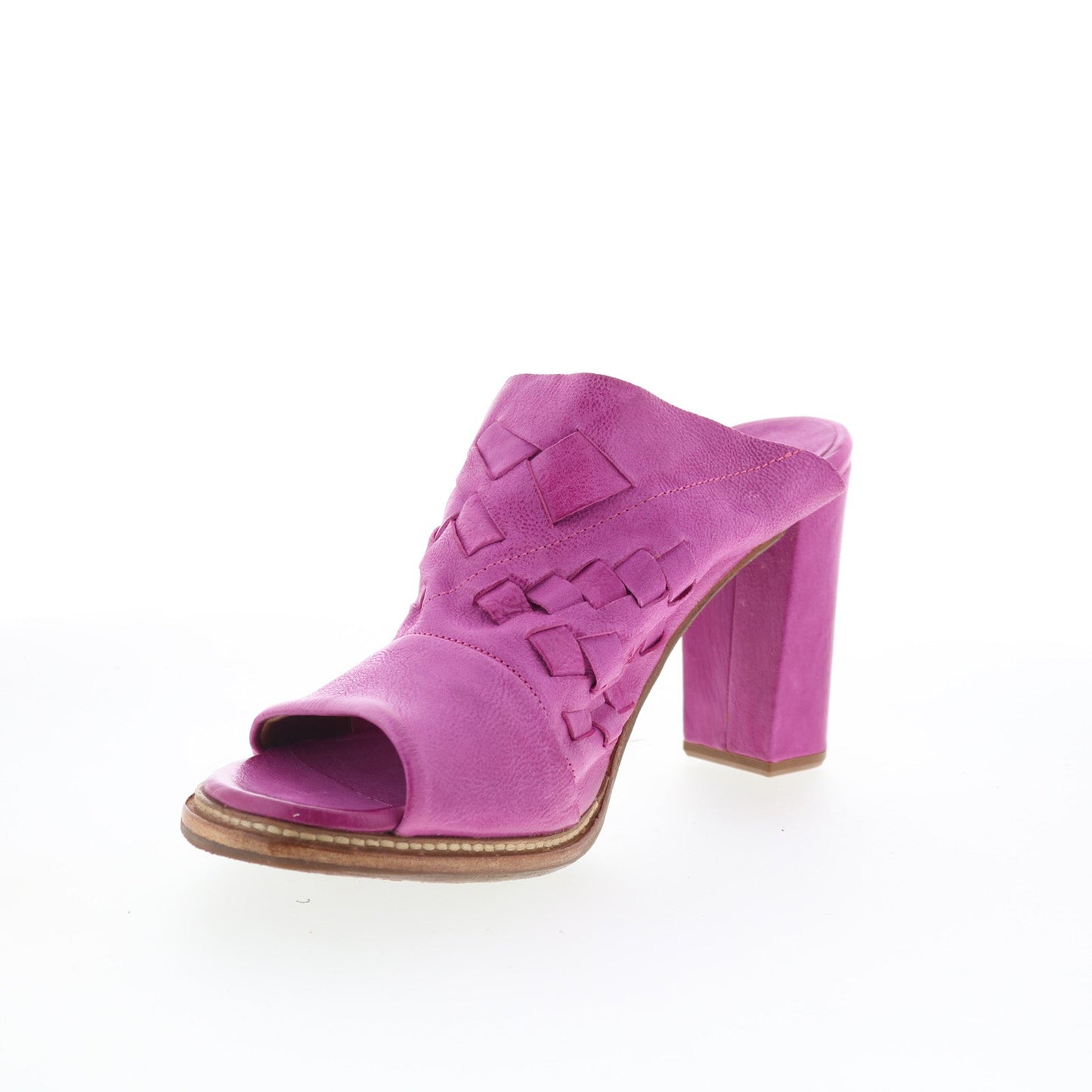 A.S. 98 Benjy Womens Purple Leather Slip On Heeled Sandals Shoes