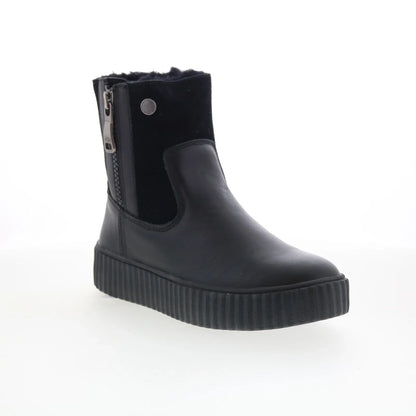Pajar Caline 79746 Womens Black Leather Slip On Ankle & Booties Boots