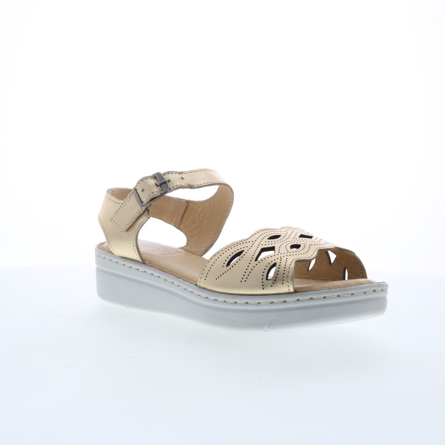 Miz Mooz Elm Womens Gold Leather Hook & Loop Strap Sandals Shoes