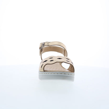 Miz Mooz Elm Womens Gold Leather Hook & Loop Strap Sandals Shoes