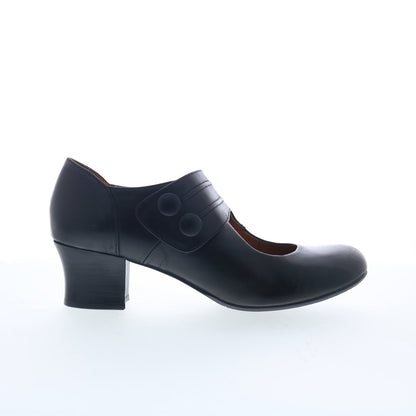 Miz Mooz Fayth Womens Black Leather Slip On Pumps Heels Shoes