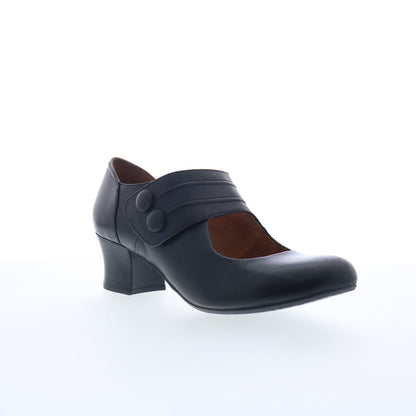Miz Mooz Fayth Womens Black Leather Slip On Pumps Heels Shoes