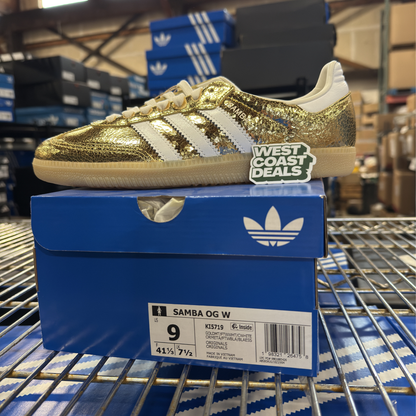 Adidas Originals Women's Samba OG "Cracked Metallic Gold" Sneakers, KI5719