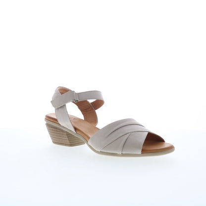 Miz Mooz Kacie Womens Gray Leather Strap Heeled Sandals Shoes