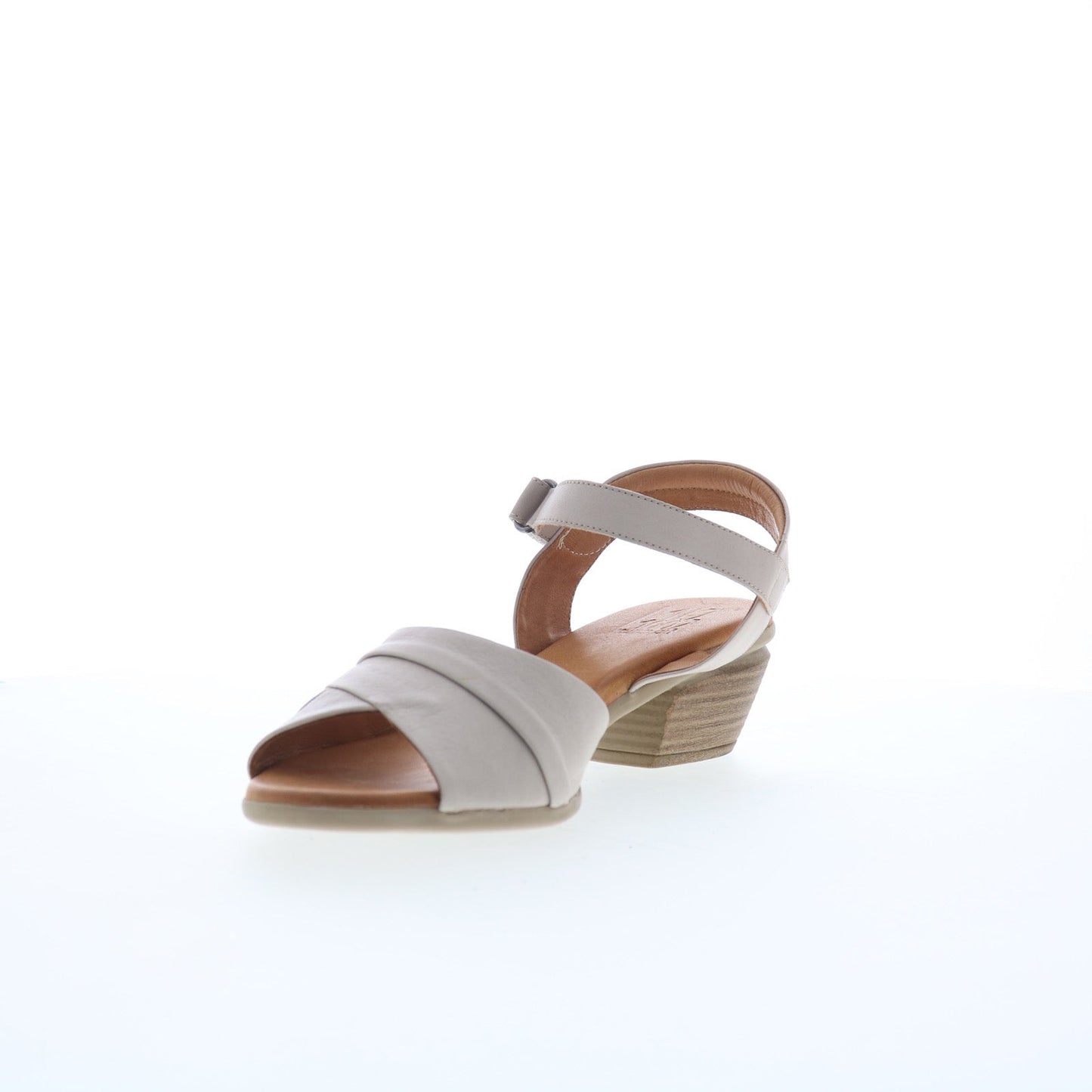 Miz Mooz Kacie Womens Gray Leather Strap Heeled Sandals Shoes