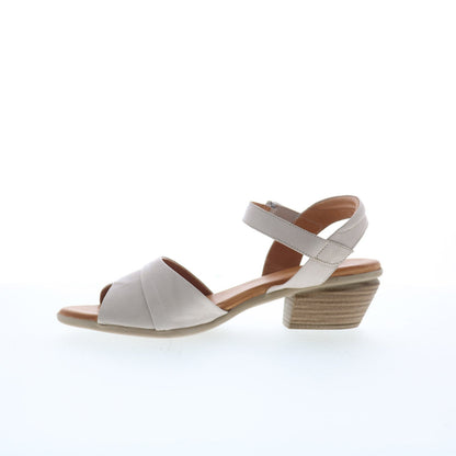 Miz Mooz Kacie Womens Gray Leather Strap Heeled Sandals Shoes