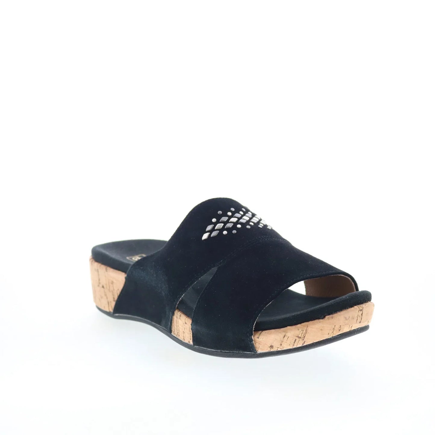 Spenco Passport Wedge SP1158BLK Womens Black Wide Slides Sandals Shoes