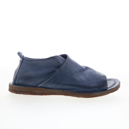 A.S. 98 Reiley Womens Blue Leather Slip On Strap Sandals Shoes