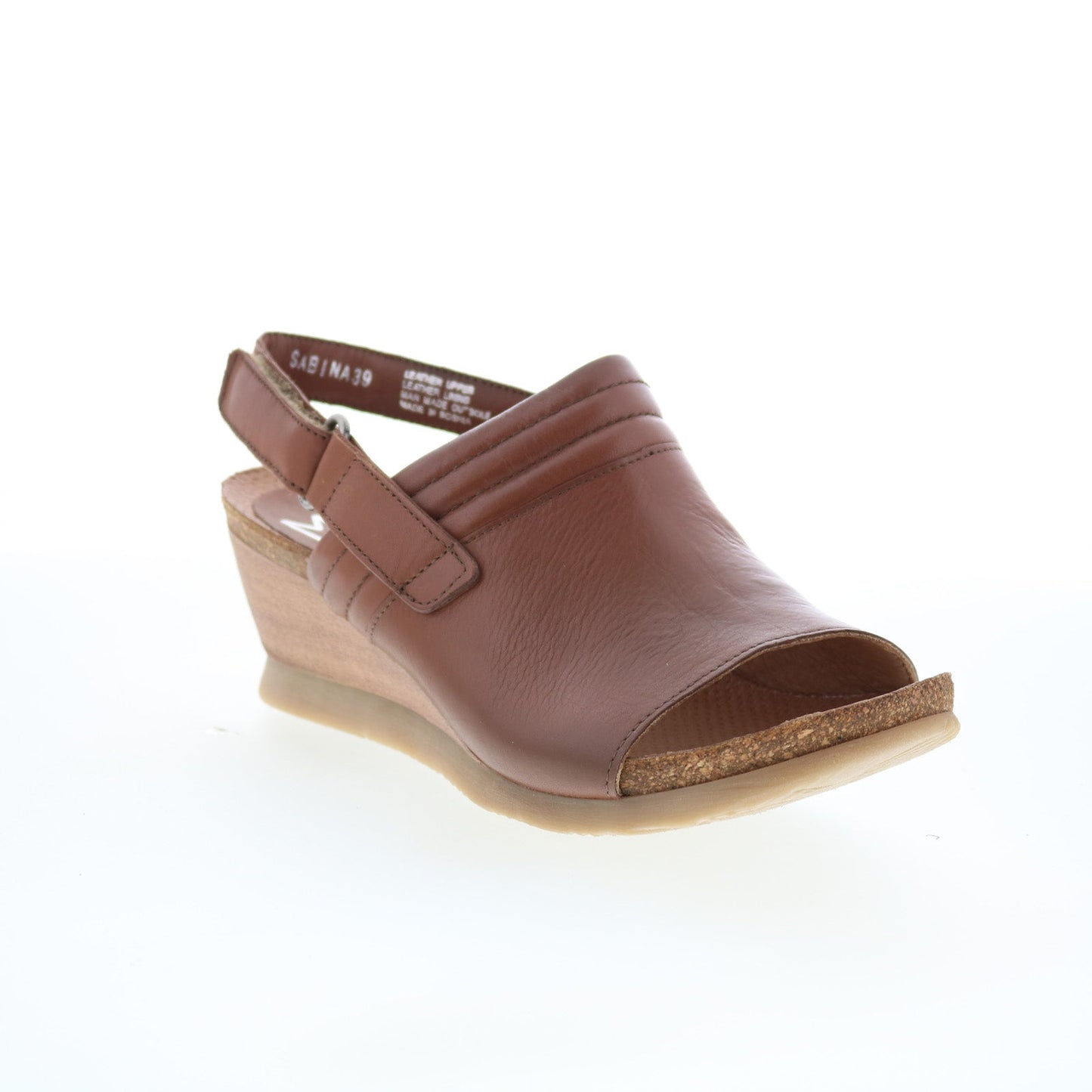 Miz Mooz Sabina Womens Brown Leather Strap Wedges Sandals Shoes