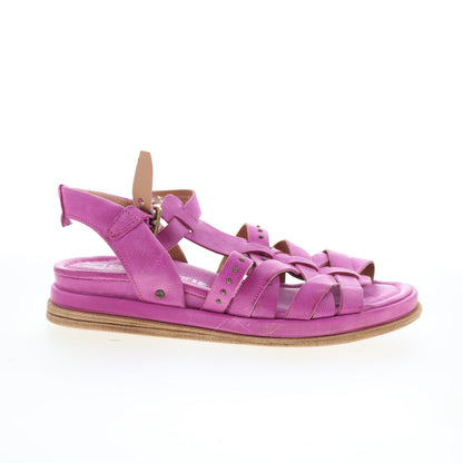 A.S. 98 Satchel Womens Purple Leather Hook & Loop Strap Sandals Shoes