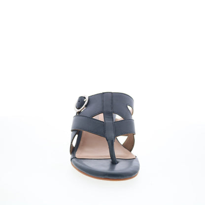 Trotters Nikki T2517-400 Womens Blue Leather Slip On Heeled Sandals Shoes