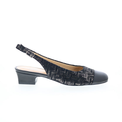 Trotters Dea T7001-013 Womens Black Narrow Leather Slingback Heels Shoes