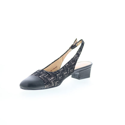 Trotters Dea T7001-013 Womens Black Narrow Leather Slingback Heels Shoes