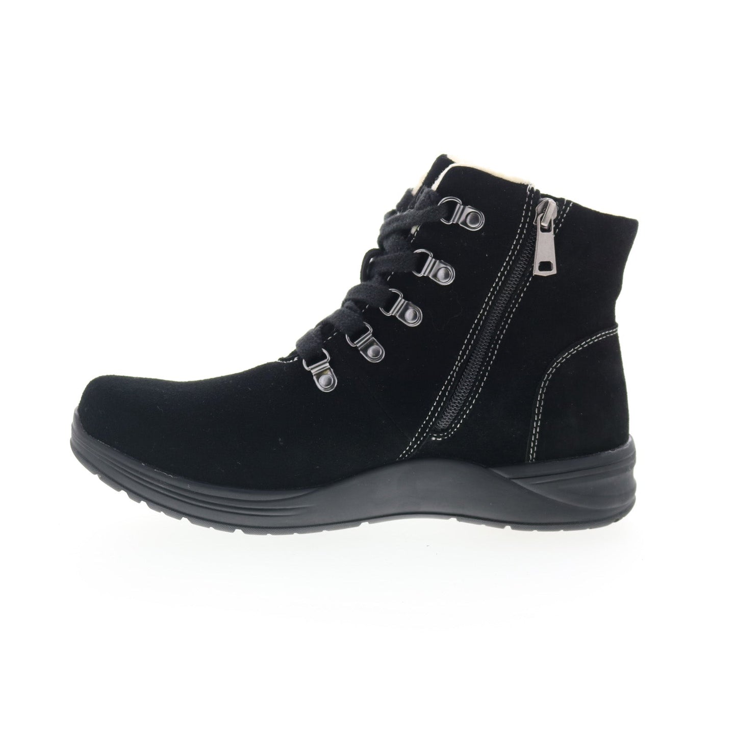 Propet Demi WFA0165 Womens Black Extra Wide Suede Lace Up Casual Dress Boots