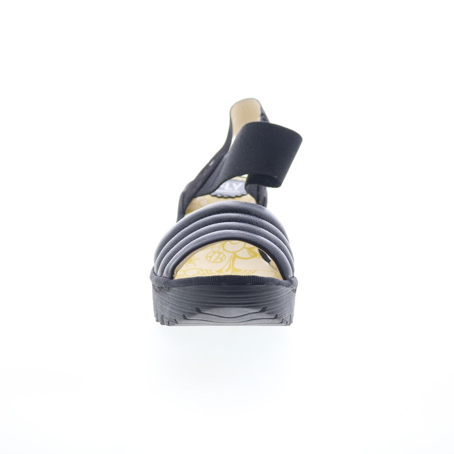 Fly London Yiko YIKO414FLY-000 Womens Black Leather Wedges Sandals Shoes